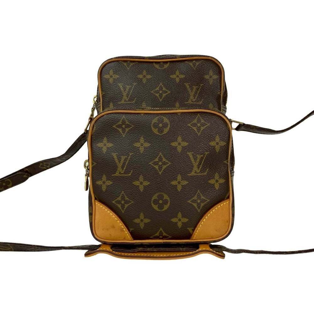 LOUIS VUITTON Authentic Brown Monogram Leather Pochette Shoulder Bag